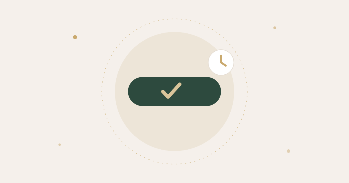 Ilustração de check-in diário para idosos: botão confirmado e relógio de horários